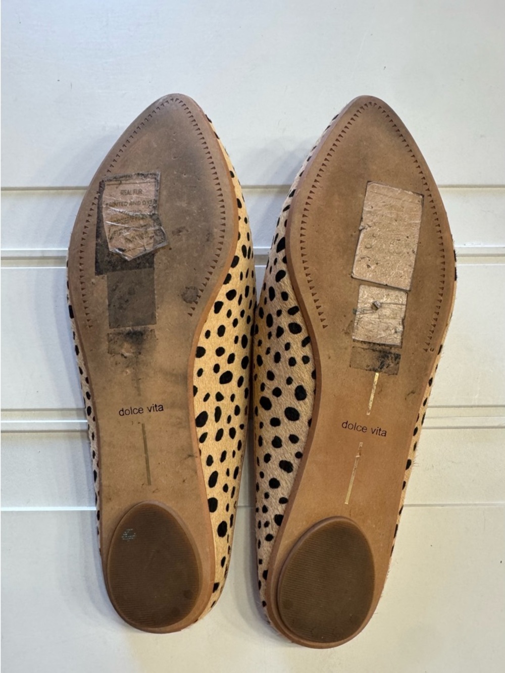 Dolce Vita Women’s Sz 9 Grant Real Fur Animal Print Slip On Slides Sandals Mules - Picture 4 of 5